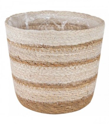 vidaXL Seagrass Plant Baskets 3 pcs Natural,White and Beige — Colour: Natural, white and beige, Model: Freestanding