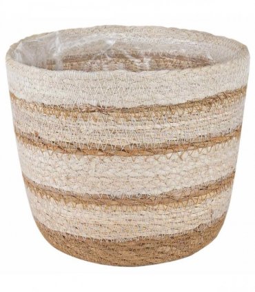 vidaXL Seagrass Plant Baskets 3 pcs Natural,White and Beige — Colour: Natural, white and beige, Model: Freestanding