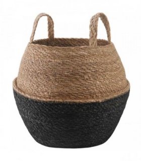 vidaXL Plant Pot with Handles Black Ø 32 x 32 cm 100% Seagrass