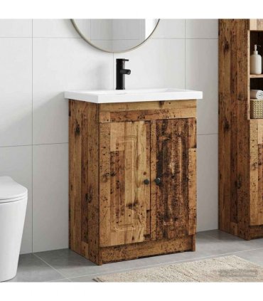 vidaXL Bathroom Furniture Set Old Wood 56 x 37.5 x 81 cm