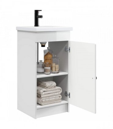 vidaXL Bathroom Vanity with Sink High Gloss White 42 x 40 x 84.5 cm — V0672200476