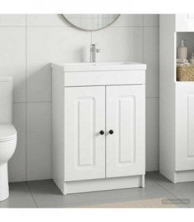 vidaXL Bathroom under Sink Cabinet High Gloss White 56 x 37.5 x 81 cm