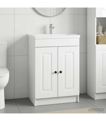 vidaXL Bathroom under Sink Cabinet High Gloss White 56 x 37.5 x 81 cm