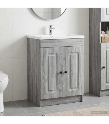 vidaXL Bathroom under Sink Cabinet Grey Sonoma 56 x 37.5 x 81 cm — V0672200489