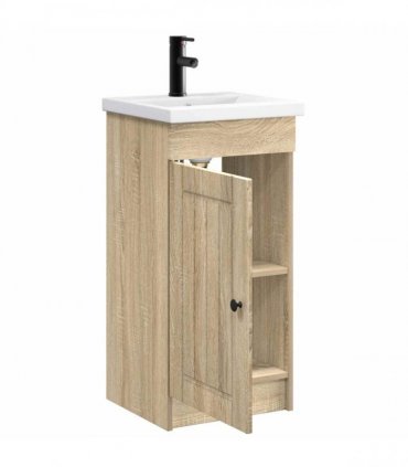 vidaXL Bathroom Vanity with Sink Sonoma Oak 42 x 40 x 84.5 cm — V0672200498