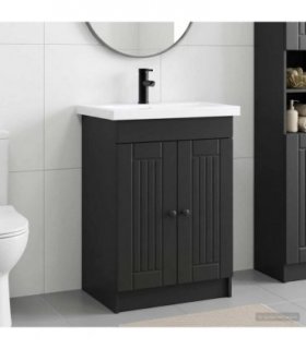 vidaXL Bathroom Furniture Set Black 56 x 37.5 x 81 cm Engineered Wood — V0672200512
