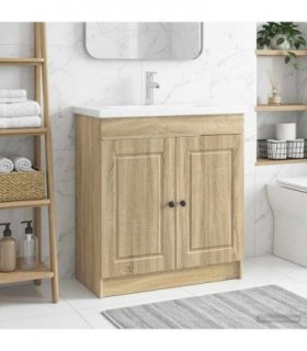 vidaXL Bathroom under Sink Cabinet Sonoma Oak 56 x 37.5 x 81 cm — V0672200558