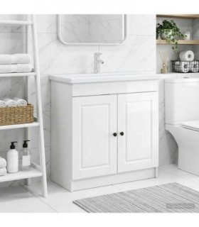 vidaXL Bathroom under Sink Cabinet High Gloss White 56 x 37.5 x 81 cm — V0672200562