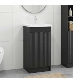 vidaXL Bathroom Vanity with Sink Black 42 x 40 x 84.5 cm — V0672200596