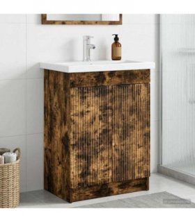 vidaXL Bathroom under Sink Cabinet Smoked Oak 56 x 37.5 x 81 cm — V0672200612