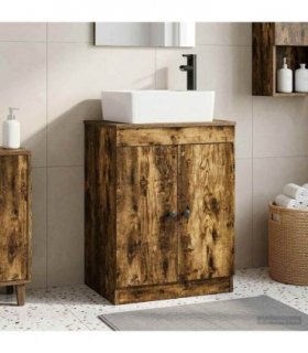 vidaXL Bathroom Vanity with Sink Smoked Oak 54 x 35 x 83 cm