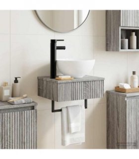 vidaXL Wall-Mounted Wash Basin Grey Sonoma 40 x 35 x 39 cm