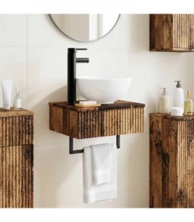 vidaXL Wall-Mounted Wash Basin Old Wood 40 x 35 x 39 cm