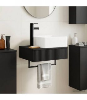 vidaXL Wall-Mounted Wash Basin Black 50 x 41 x 39 cm Engineered Wood