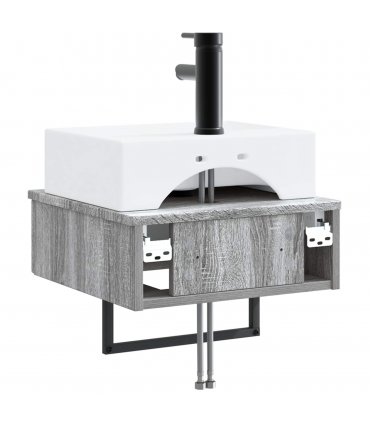 vidaXL Wall-Mounted Wash Basin Grey Sonoma 40 x 41 x 39 cm