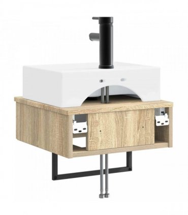 vidaXL Wall-Mounted Wash Basin Sonoma Oak 40 x 41 x 39 cm