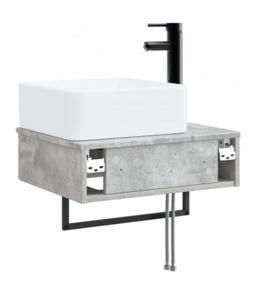 vidaXL Wall-Mounted Wash Basin Concrete Grey 53 x 35 x 39 cm