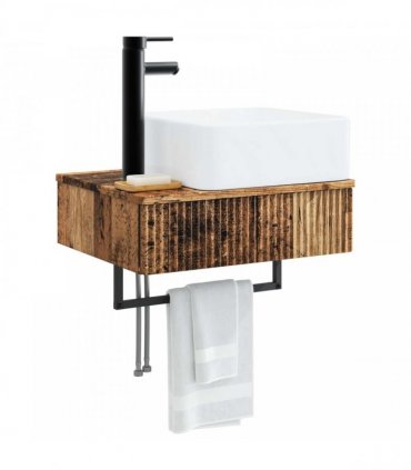 vidaXL Wall-Mounted Wash Basin Old Wood 53 x 35 x 39 cm