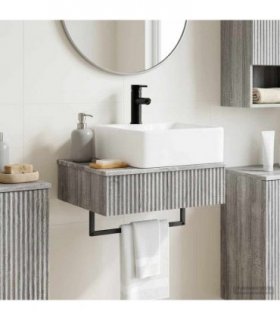 vidaXL Wall-Mounted Wash Basin Grey Sonoma 53 x 35 x 39 cm