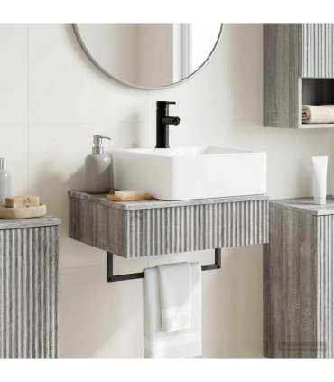 vidaXL Wall-Mounted Wash Basin Grey Sonoma 53 x 35 x 39 cm