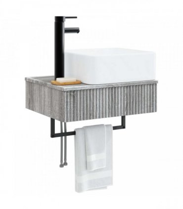 vidaXL Wall-Mounted Wash Basin Grey Sonoma 53 x 35 x 39 cm