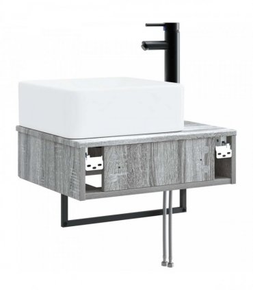 vidaXL Wall-Mounted Wash Basin Grey Sonoma 53 x 35 x 39 cm