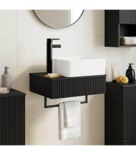 vidaXL Wall-Mounted Wash Basin Black 53 x 35 x 39 cm Engineered Wood