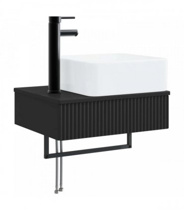 vidaXL Wall-Mounted Wash Basin Black 53 x 35 x 39 cm Engineered Wood