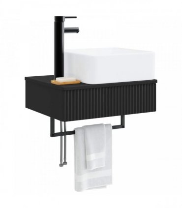 vidaXL Wall-Mounted Wash Basin Black 53 x 35 x 39 cm Engineered Wood