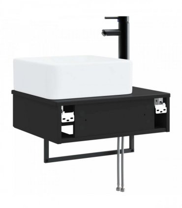vidaXL Wall-Mounted Wash Basin Black 53 x 35 x 39 cm Engineered Wood