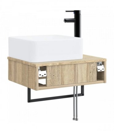 vidaXL Wall-Mounted Wash Basin Sonoma Oak 53 x 35 x 39 cm