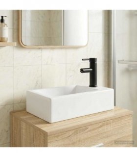vidaXL Bathroom Wash Basin Matte Black 45.5 x 25.5 x 13 cm Metal — Model: Right