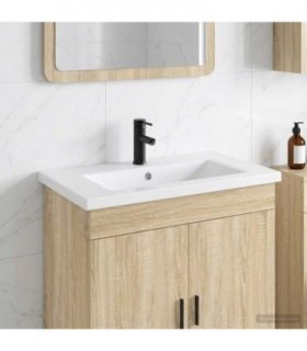 vidaXL Bathroom Wash Basin Matte Black 81 x 40 x 17.5 cm Metal