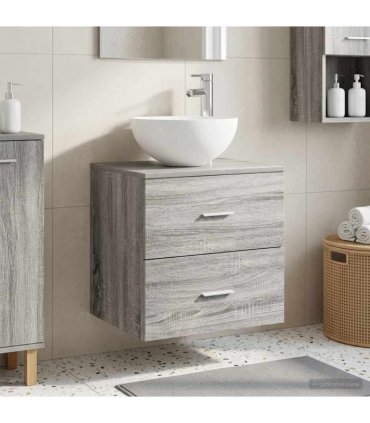 vidaXL Wall-Mounted Sink Vanity Grey Sonoma 49.5 x 35 x 63 cm