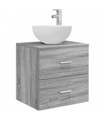 vidaXL Wall-Mounted Sink Vanity Grey Sonoma 49.5 x 35 x 63 cm