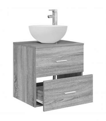 vidaXL Wall-Mounted Sink Vanity Grey Sonoma 49.5 x 35 x 63 cm