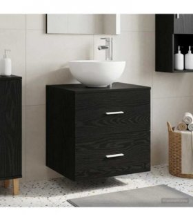 vidaXL Wall-Mounted Sink Vanity Black Oak 49.5 x 35 x 63 cm