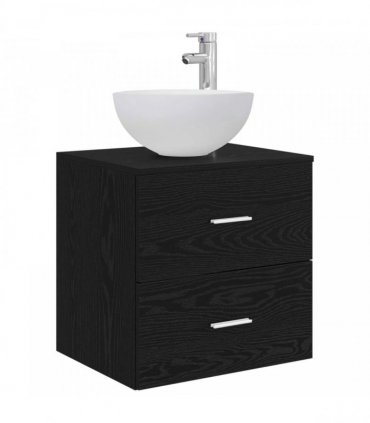 vidaXL Wall-Mounted Sink Vanity Black Oak 49.5 x 41 x 64.5 cm