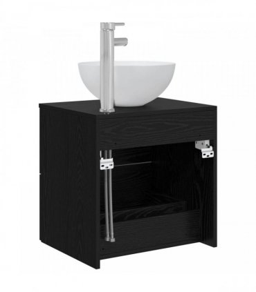 vidaXL Wall-Mounted Sink Vanity Black Oak 49.5 x 41 x 64.5 cm