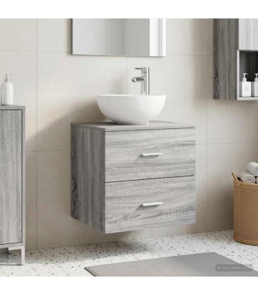 vidaXL Wall-Mounted Sink Vanity Grey Sonoma 49.5 x 41 x 64.5 cm