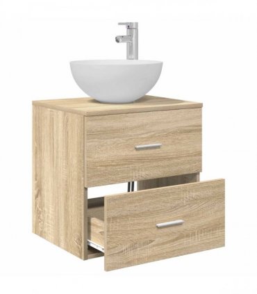 vidaXL Wall-Mounted Sink Vanity Sonoma Oak 49.5 x 41 x 64.5 cm