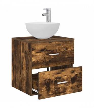vidaXL Wall-Mounted Sink Vanity Smoked Oak 49.5 x 41 x 64.5 cm