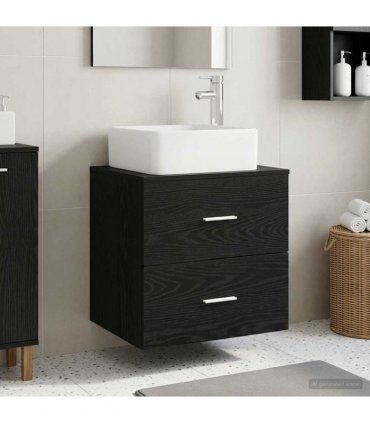 vidaXL Wall-Mounted Sink Vanity Black Oak 49.5 x 41 x 63 cm