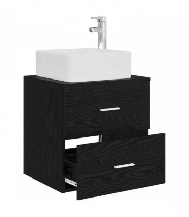 vidaXL Wall-Mounted Sink Vanity Black Oak 49.5 x 41 x 63 cm