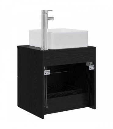 vidaXL Wall-Mounted Sink Vanity Black Oak 49.5 x 41 x 63 cm