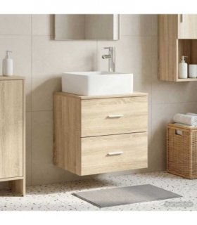 vidaXL Wall-Mounted Sink Vanity Sonoma Oak 49.5 x 41 x 63 cm