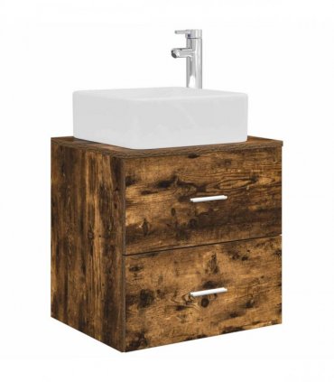 vidaXL Wall-Mounted Sink Vanity Smoked Oak 49.5 x 41 x 63 cm
