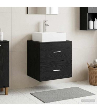 vidaXL Wall-Mounted Sink Vanity Black Oak 49.5 x 41 x 62.5 cm