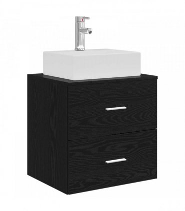 vidaXL Wall-Mounted Sink Vanity Black Oak 49.5 x 41 x 62.5 cm