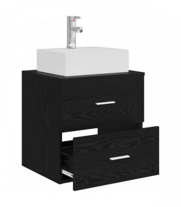 vidaXL Wall-Mounted Sink Vanity Black Oak 49.5 x 41 x 62.5 cm